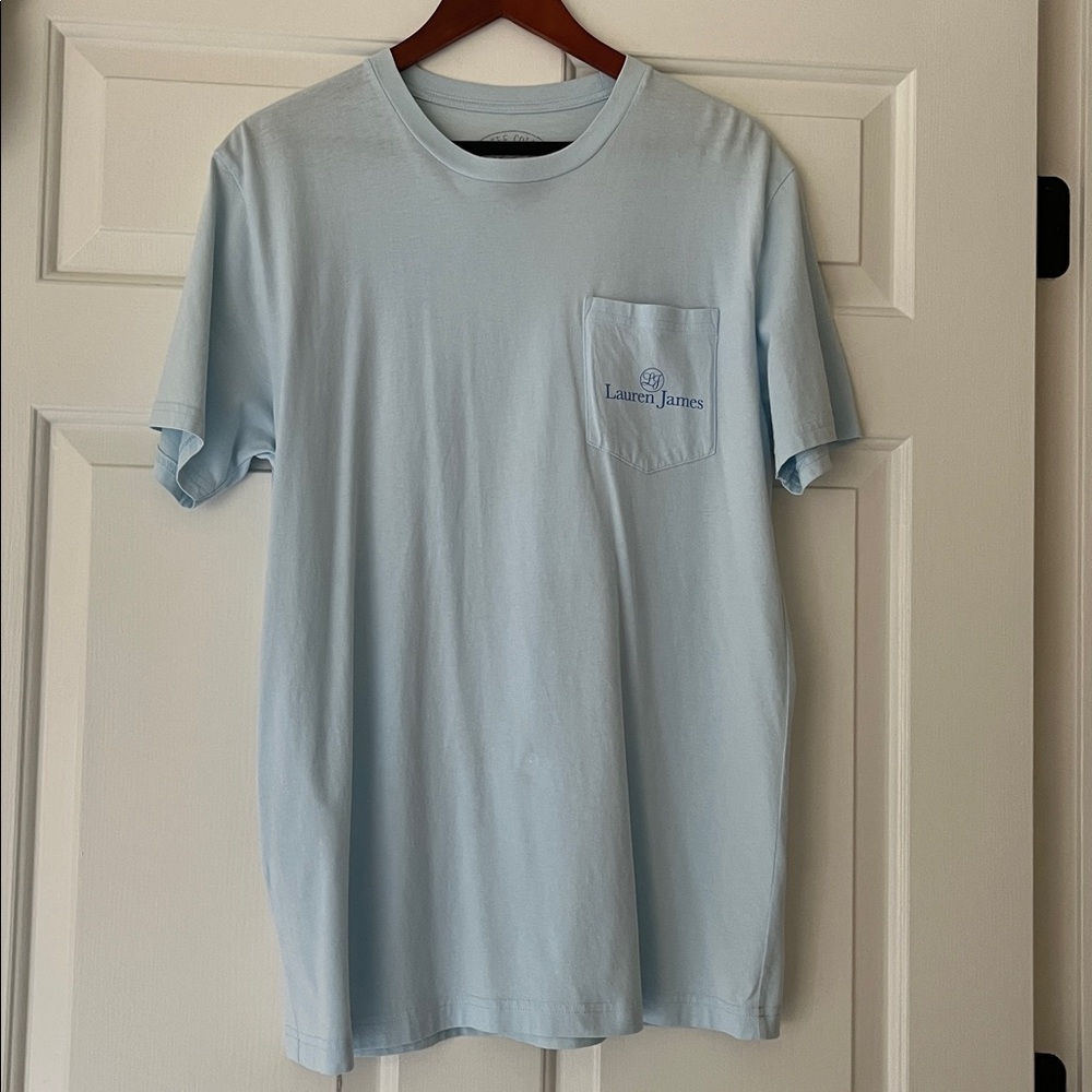 Lauren James Sky Blue Short Sleeve Tee with Dog on the back